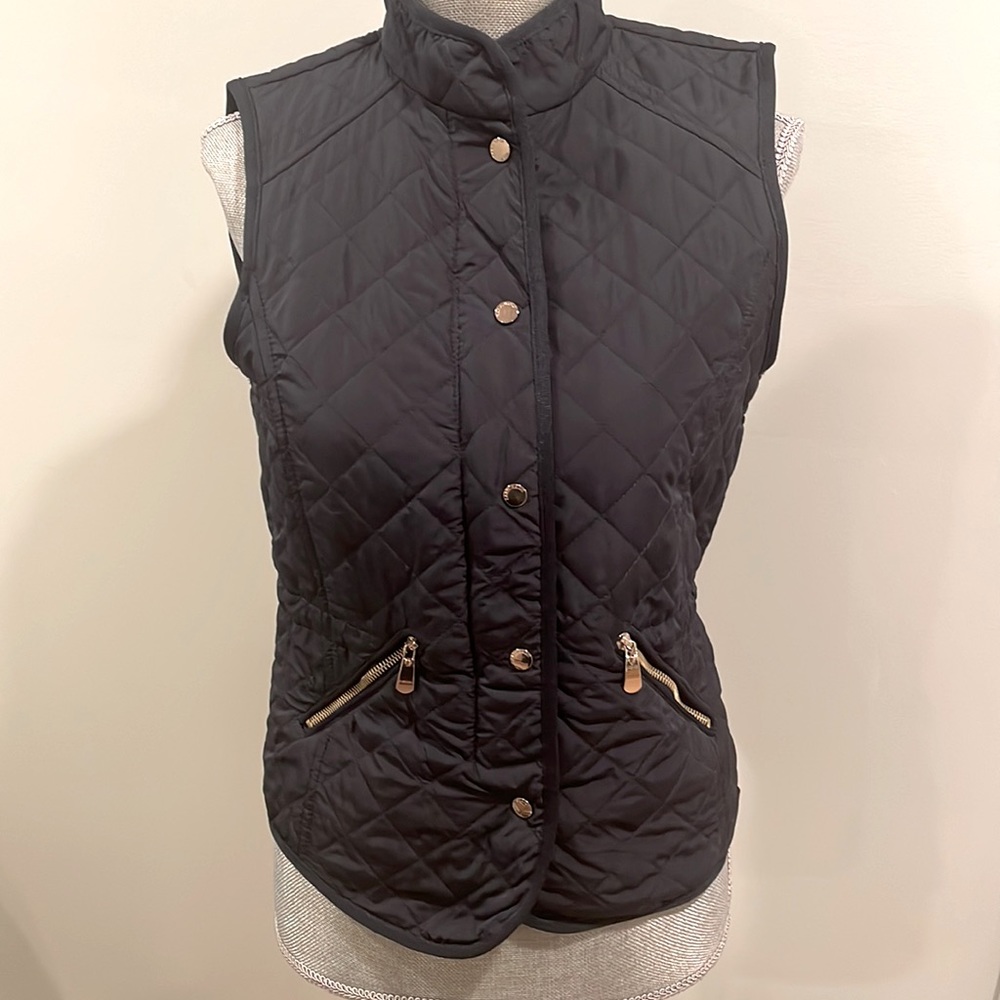 Zara Basic women’s quilted zippered vest Navy Blue